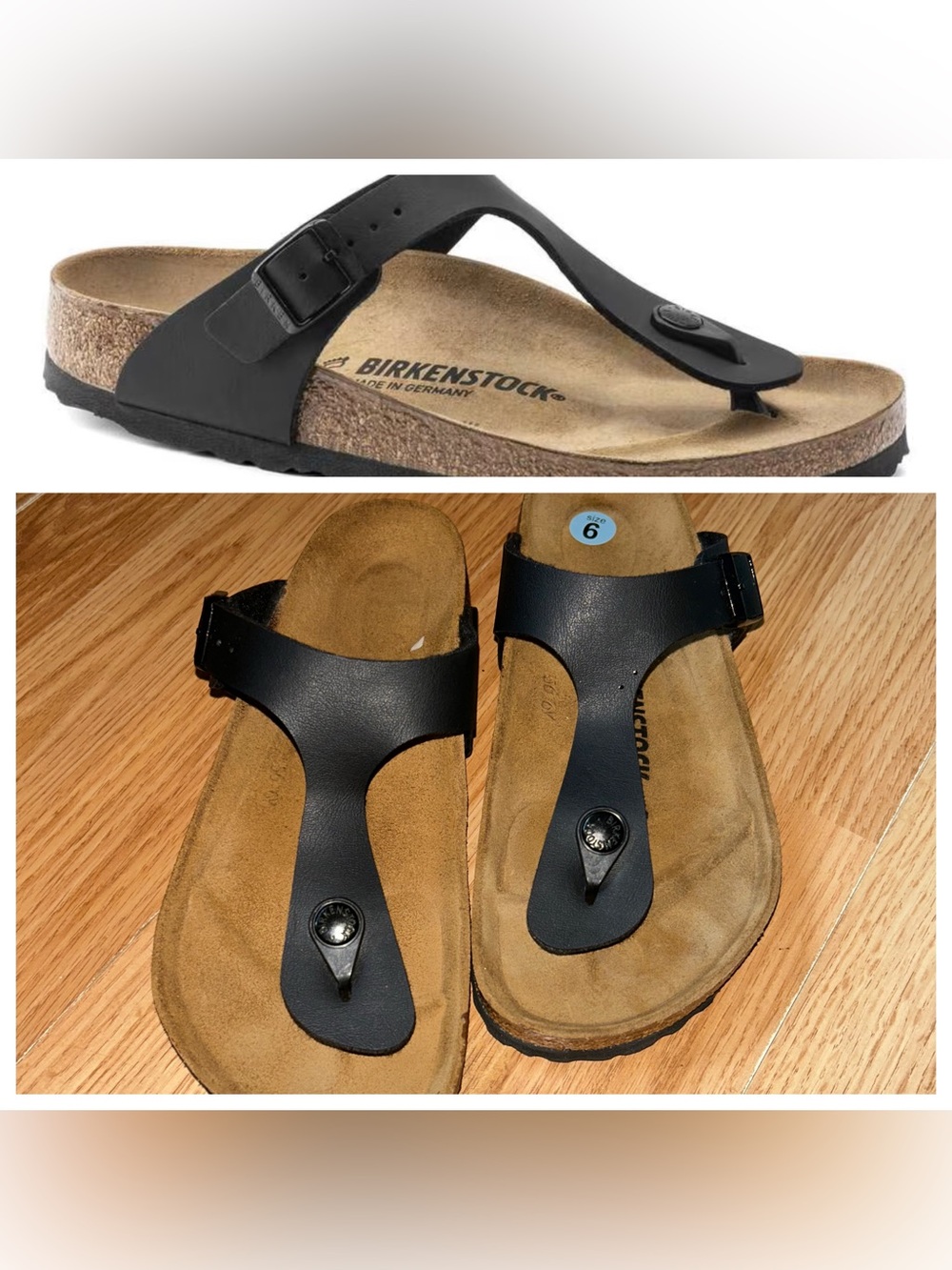 NWOT Birkenstock Gizeh Thong Sandal Black Womens sz 6